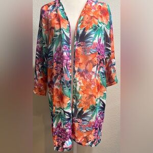Iris  Orange & Purple Floral Kimono